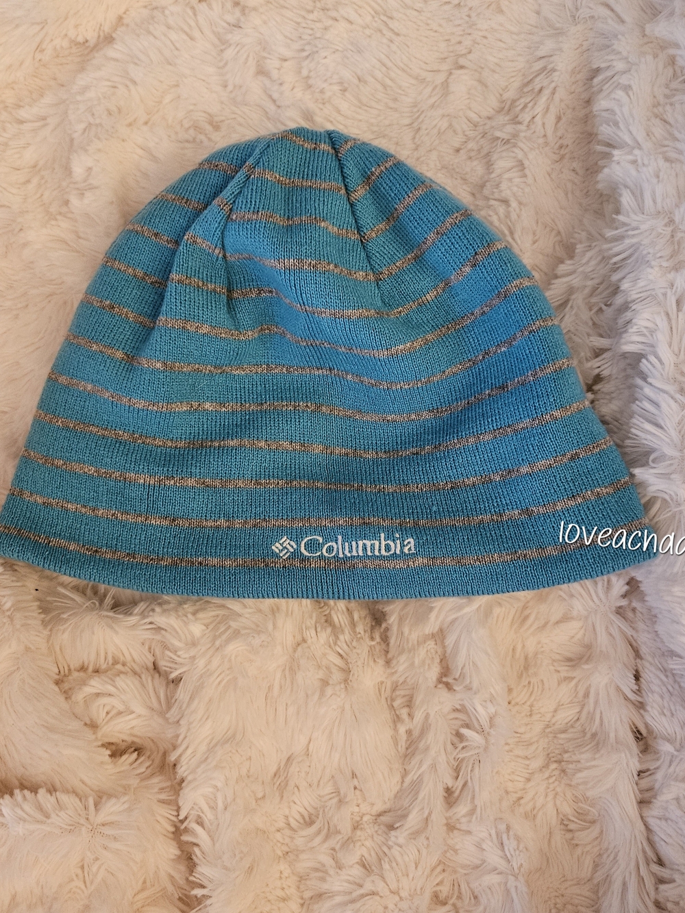 Columbia✨️Women's Teal Stripe Beanie Reversible